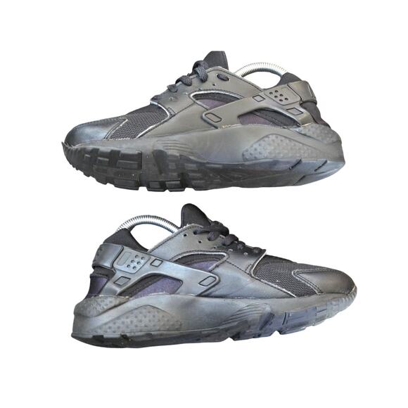 NIKE Hurache Run Kids 6.5Y Triple Black Sneaker SHOES Tie 654275-016 - Picture 3 of 7